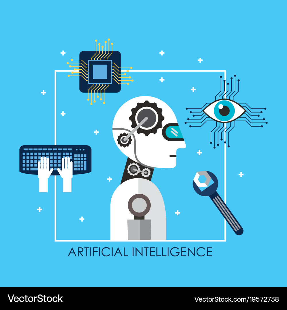 Artificial intelligence robot tool keyboard board vector image