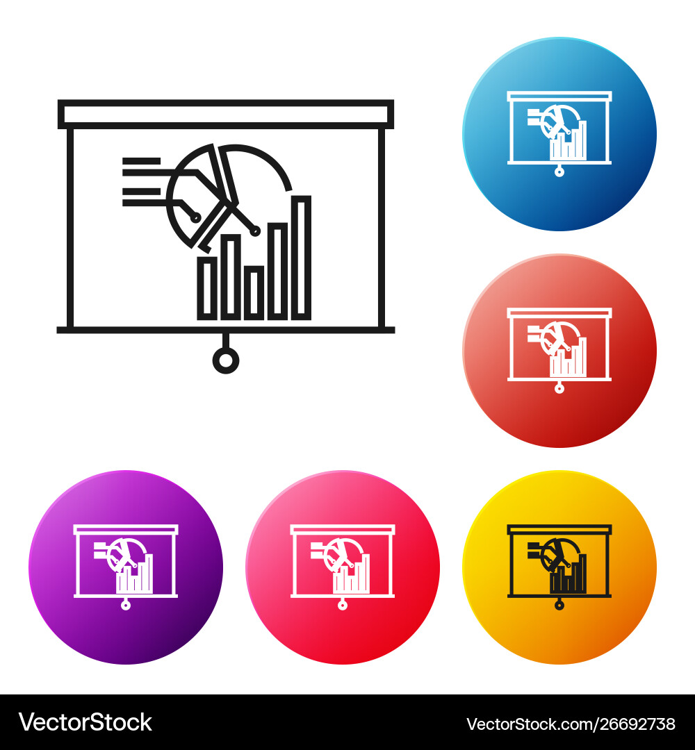 Black line board with graph chart icon isolated Vector Image