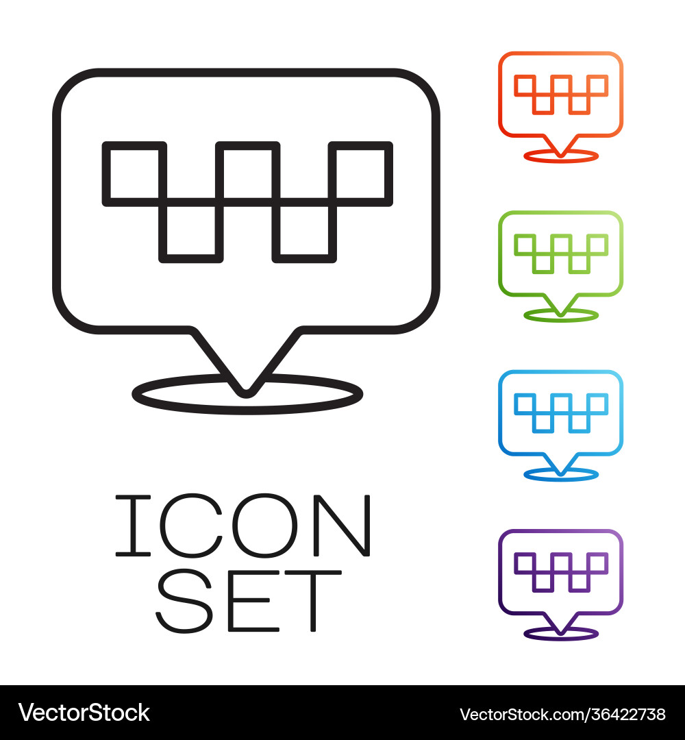 Black line map pointer with taxi icon isolated Black line map pointer with taxi icon isolated vector image