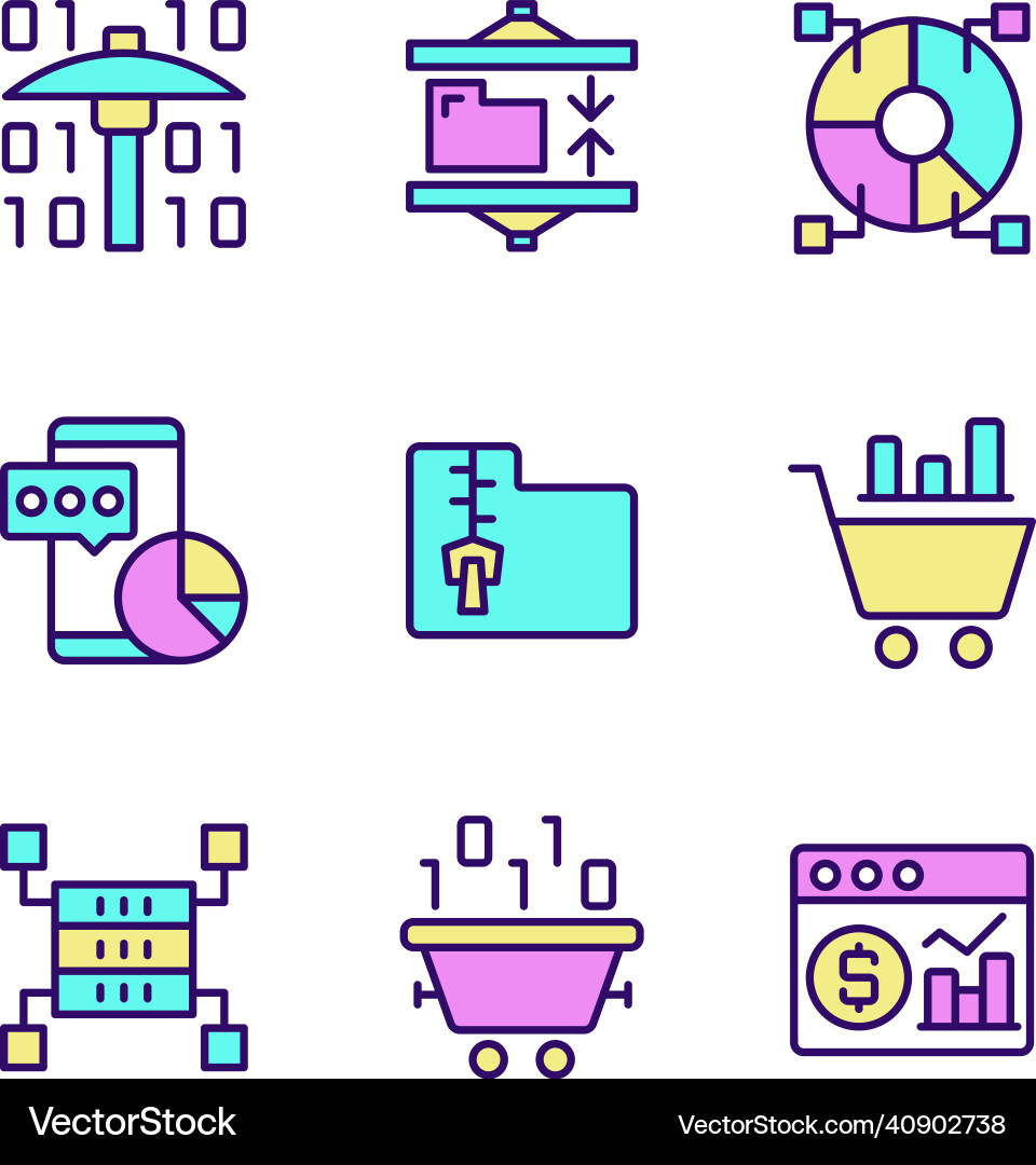Data mining processes rgb color pixel perfect Data mining processes rgb color pixel perfect vector image