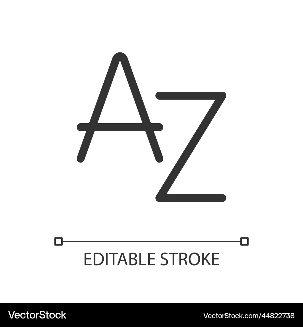 English alphabet pixel perfect linear ui icon English alphabet pixel perfect linear ui icon vector image
