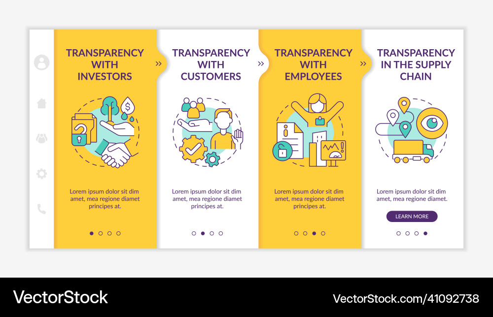 Examples of transparency yellow onboarding Examples of transparency yellow onboarding vector image