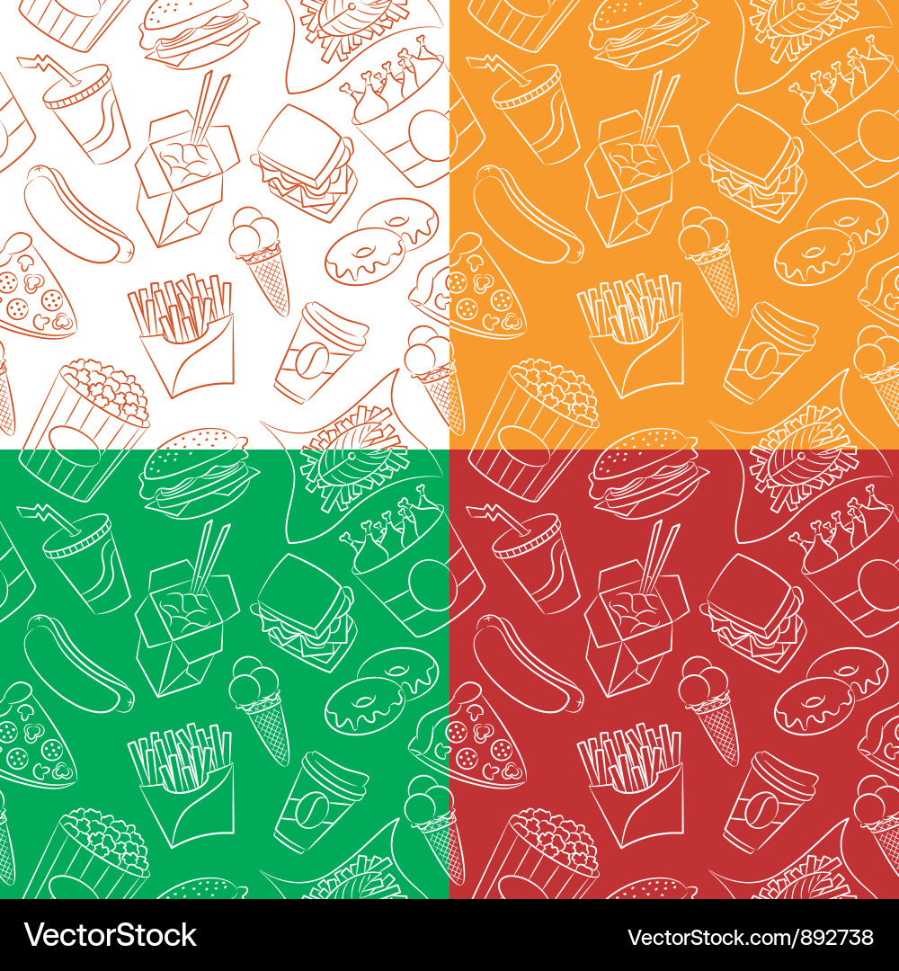 Fast Food Seamless Patterns vector image