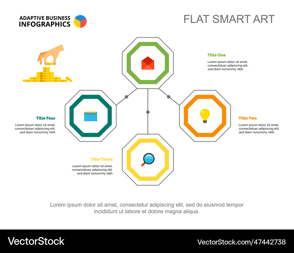Four points strategy slide template Four points strategy slide template vector image