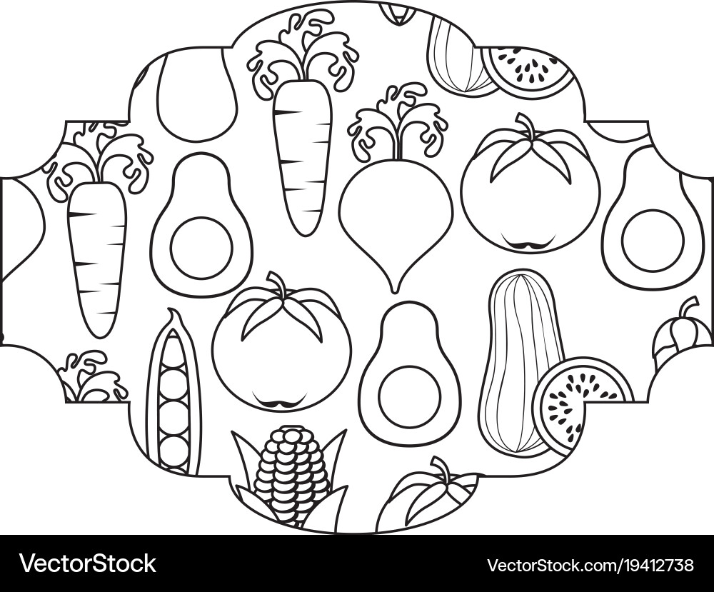 Frame with vegetables pattern background Vector Image