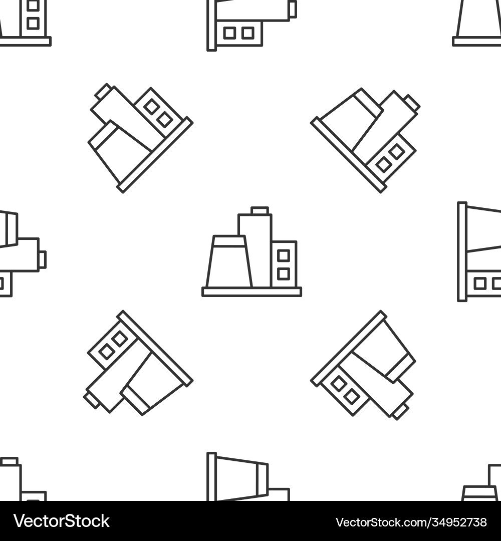 Grey line factory icon isolated seamless pattern Vector Image