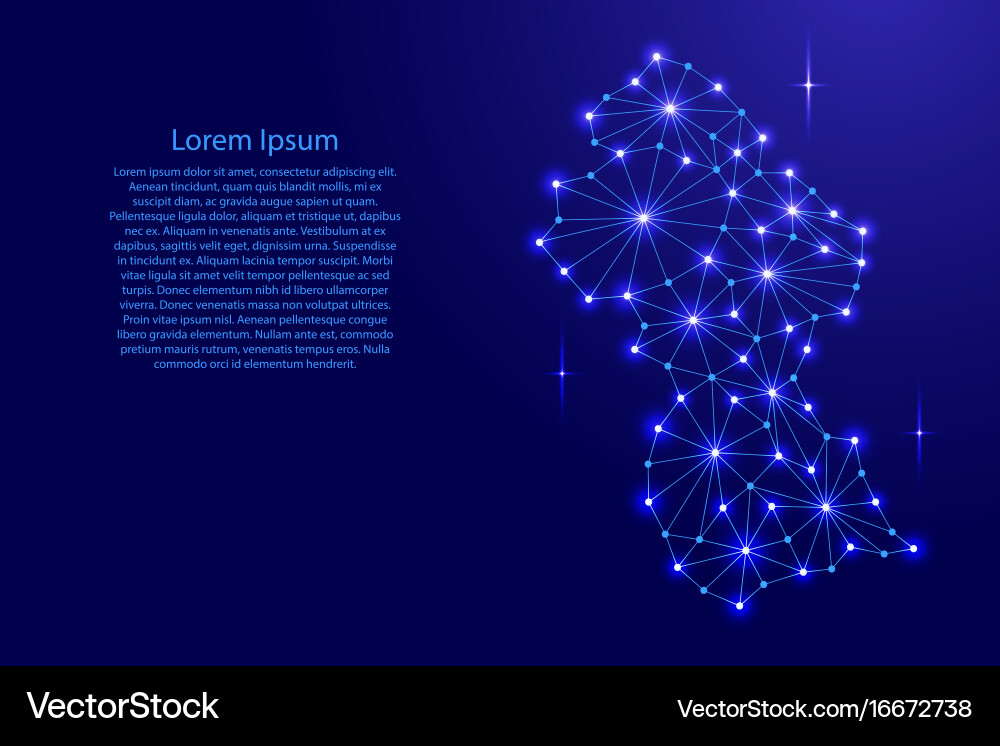 Guyana map of polygonal mosaic lines network rays vector image