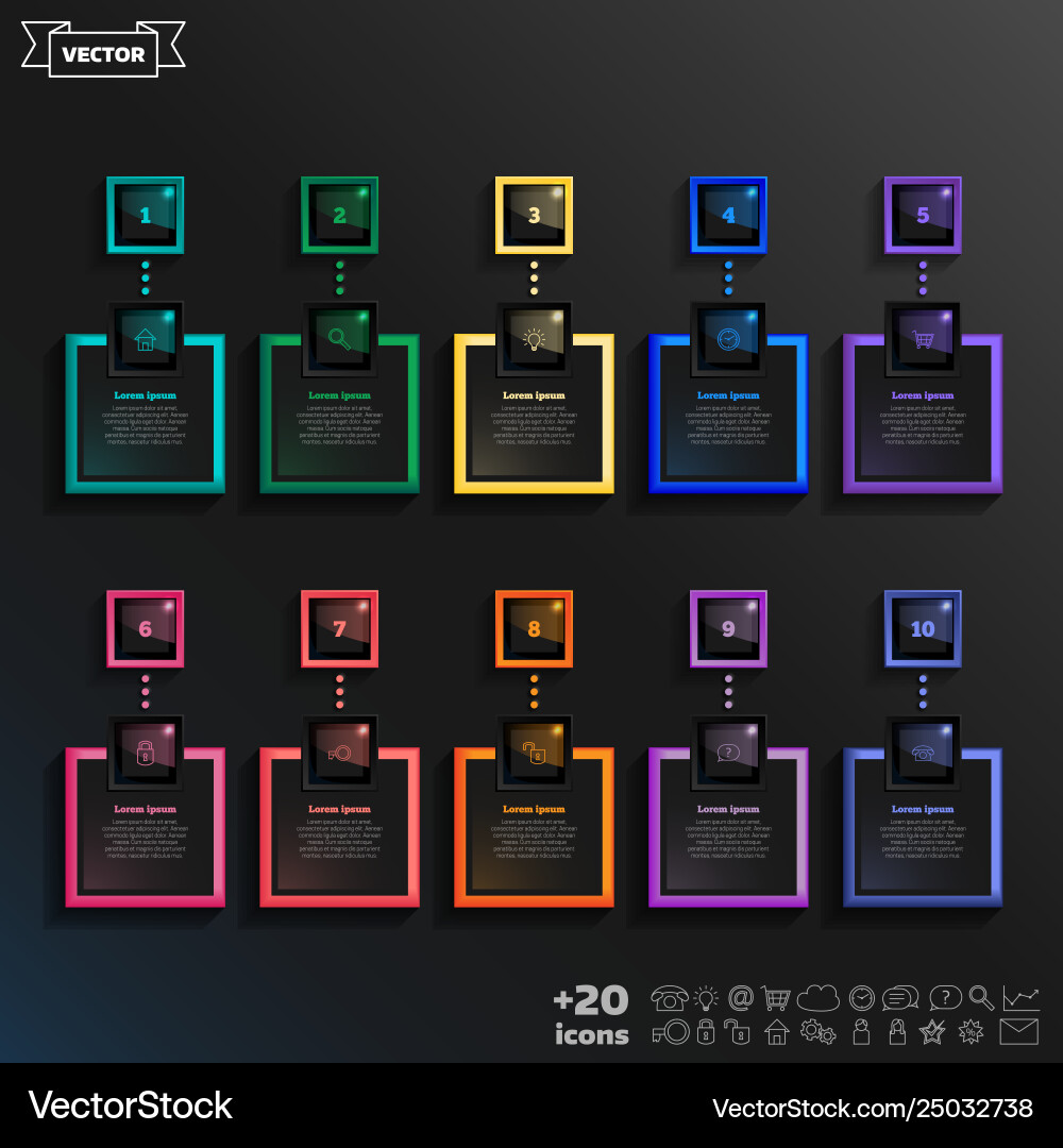 Infographic design list with colorful square Infographic design list with colorful square vector image