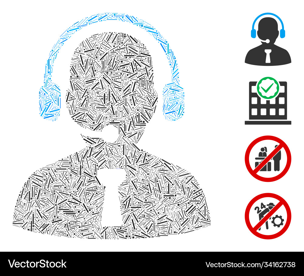 Linear reception operator icon collage Linear reception operator icon collage vector image