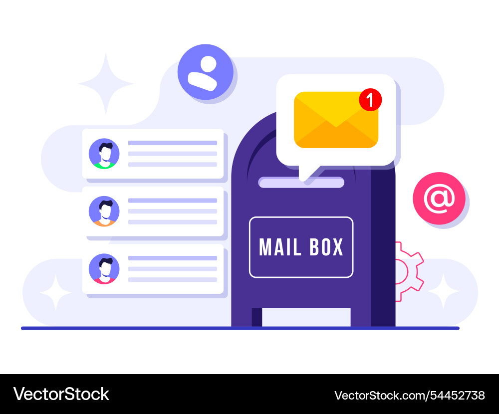 Mailbox with new message notification icon email Mailbox with new message notification icon email vector image