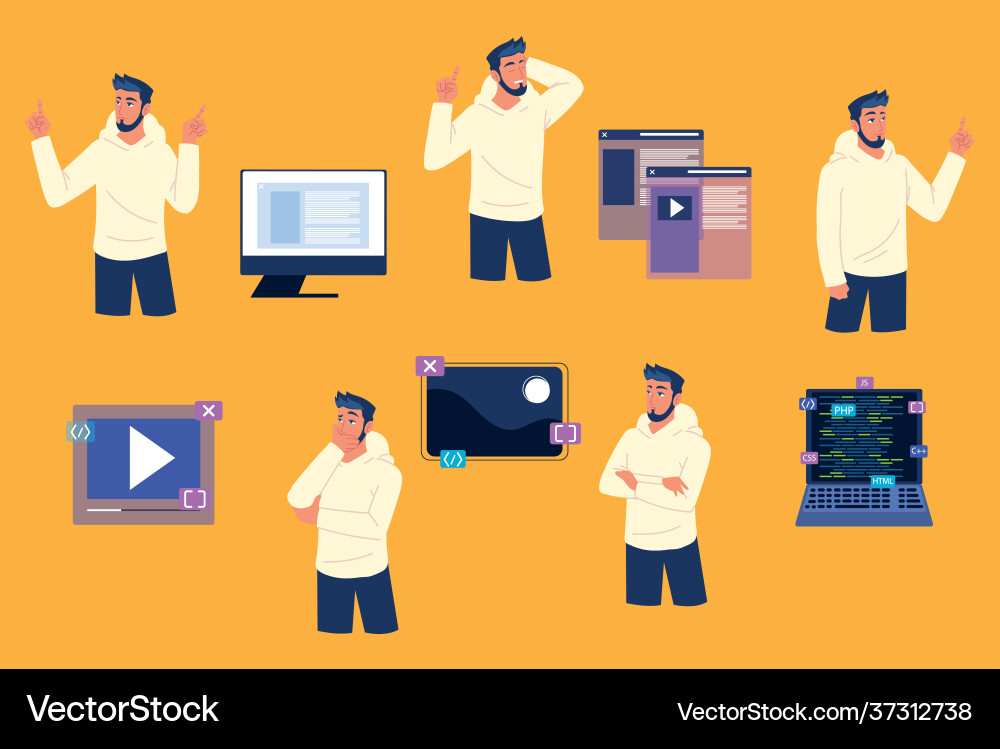 Man develops software Vector Image