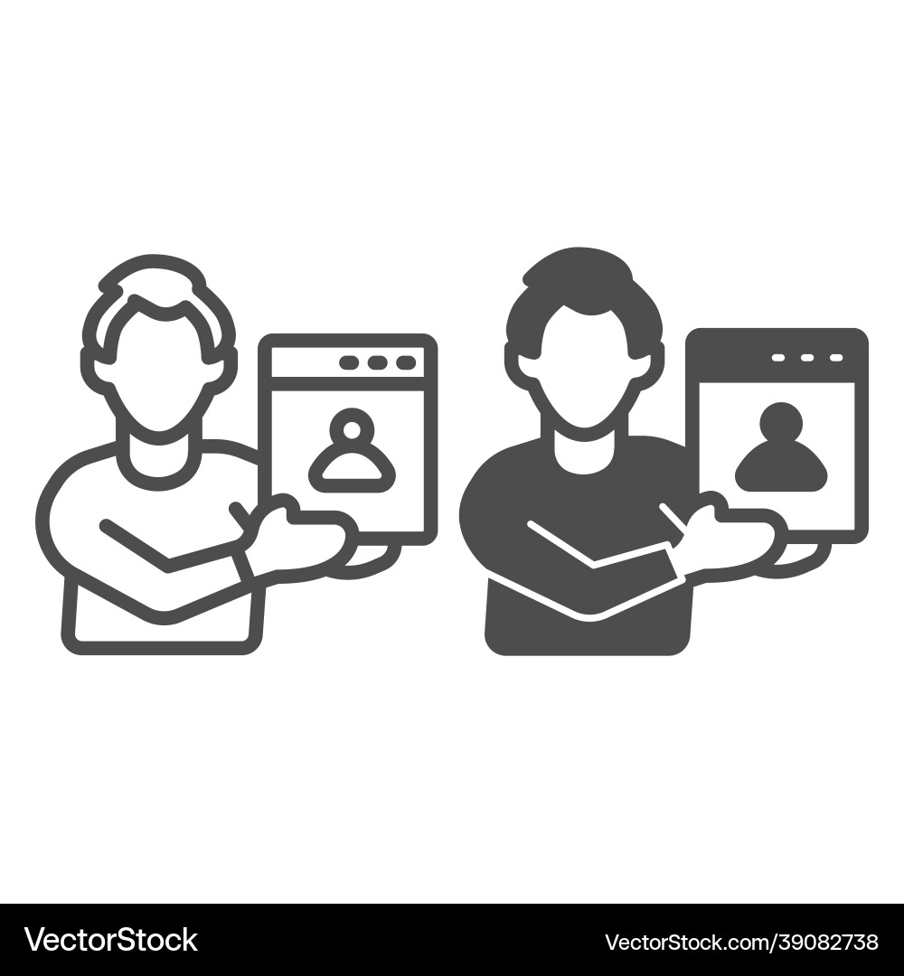 Man web designer with presentation of site project Man web designer with presentation of site project Vector Image