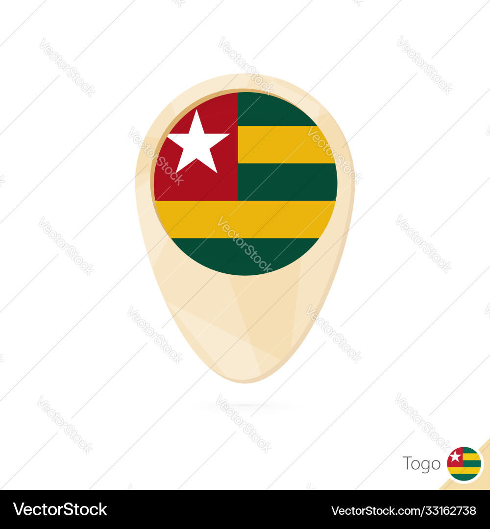 Map pointer with flag togo orange abstract Map pointer with flag togo orange abstract vector image