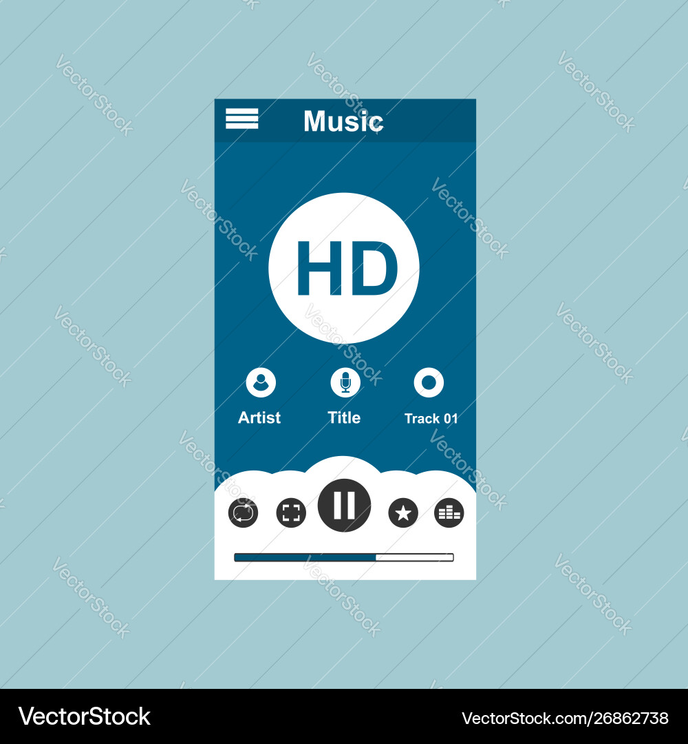 Media player application app template with flat Media player application app template with flat vector image