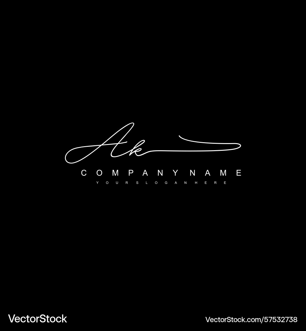 Minimal signature logo design with ak initials Minimal signature logo design with ak initials Vector Image