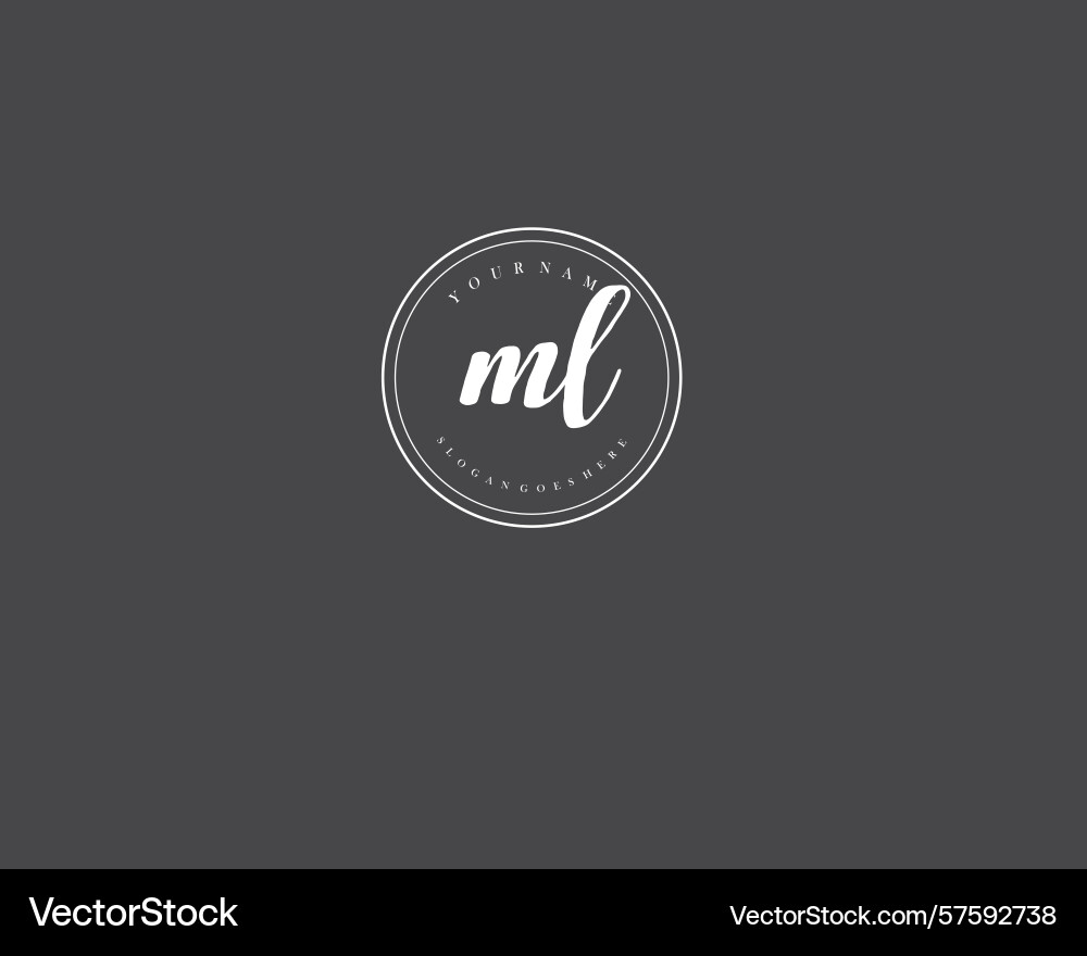 Ml initial handwriting logo design collection Vector Image