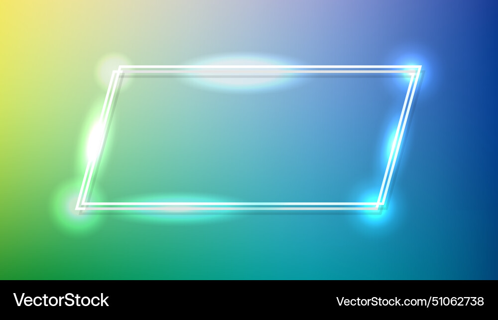 Neon double quadrangle frame Royalty Free Vector Image
