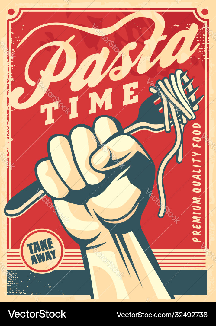 Pasta design poster in retro style Pasta design poster in retro style vector image