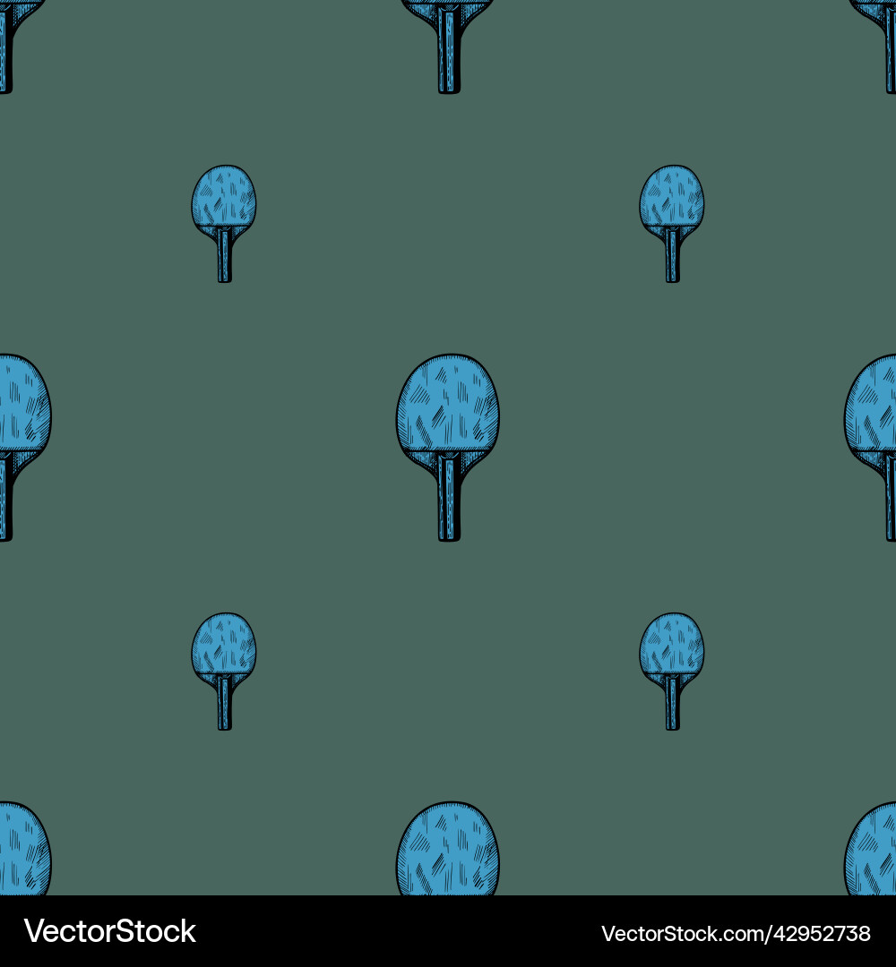 Ping pong racket sketch seamless pattern vintage Vector Image