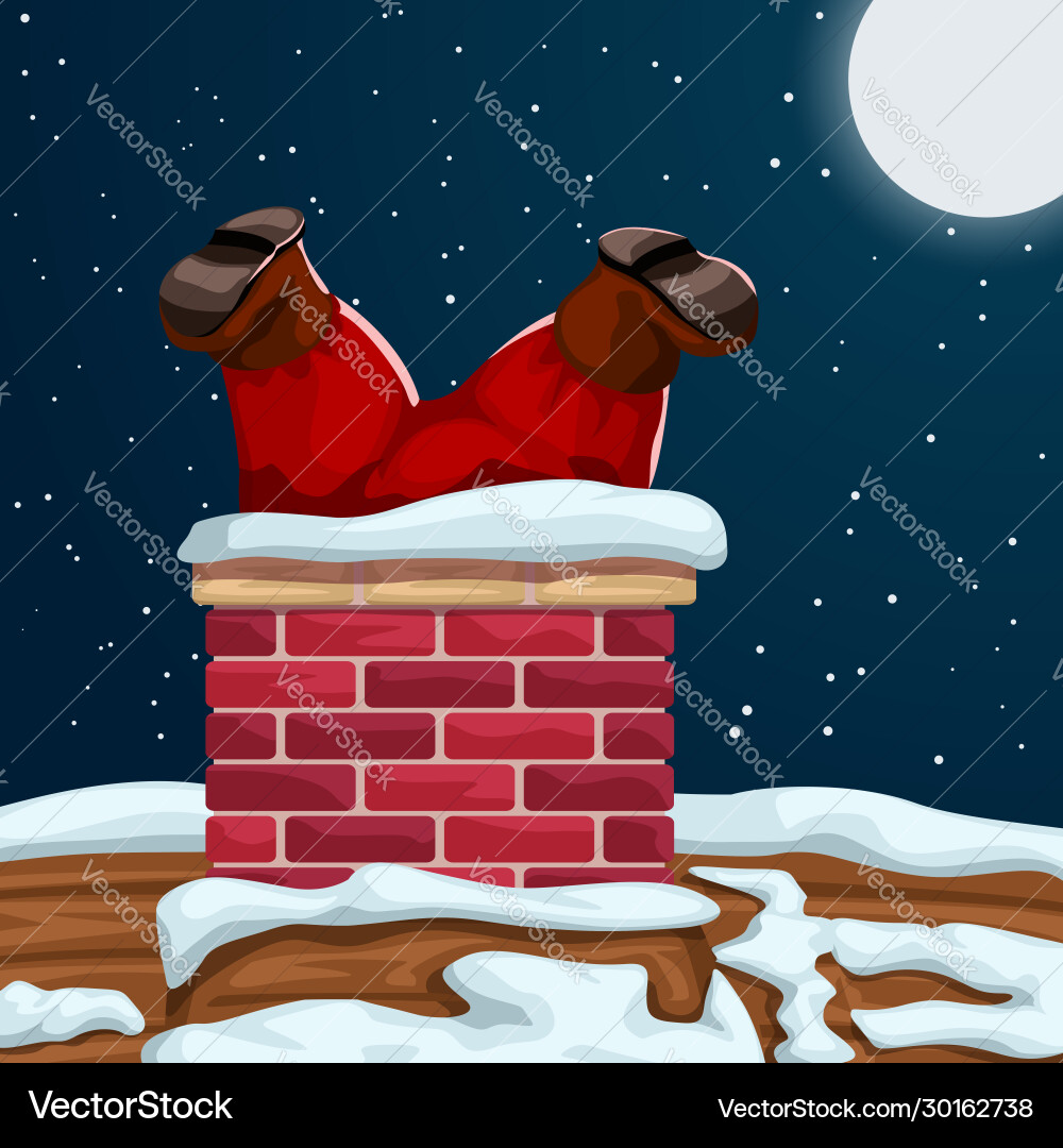 Santa stuck in chimney vector image