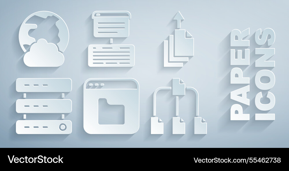 Set browser files data export server web Set browser files data export server web vector image