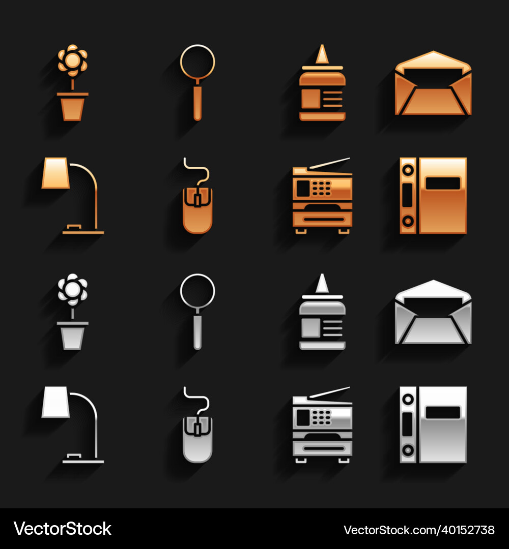 Set computer mouse envelope office folders Set computer mouse envelope office folders vector image