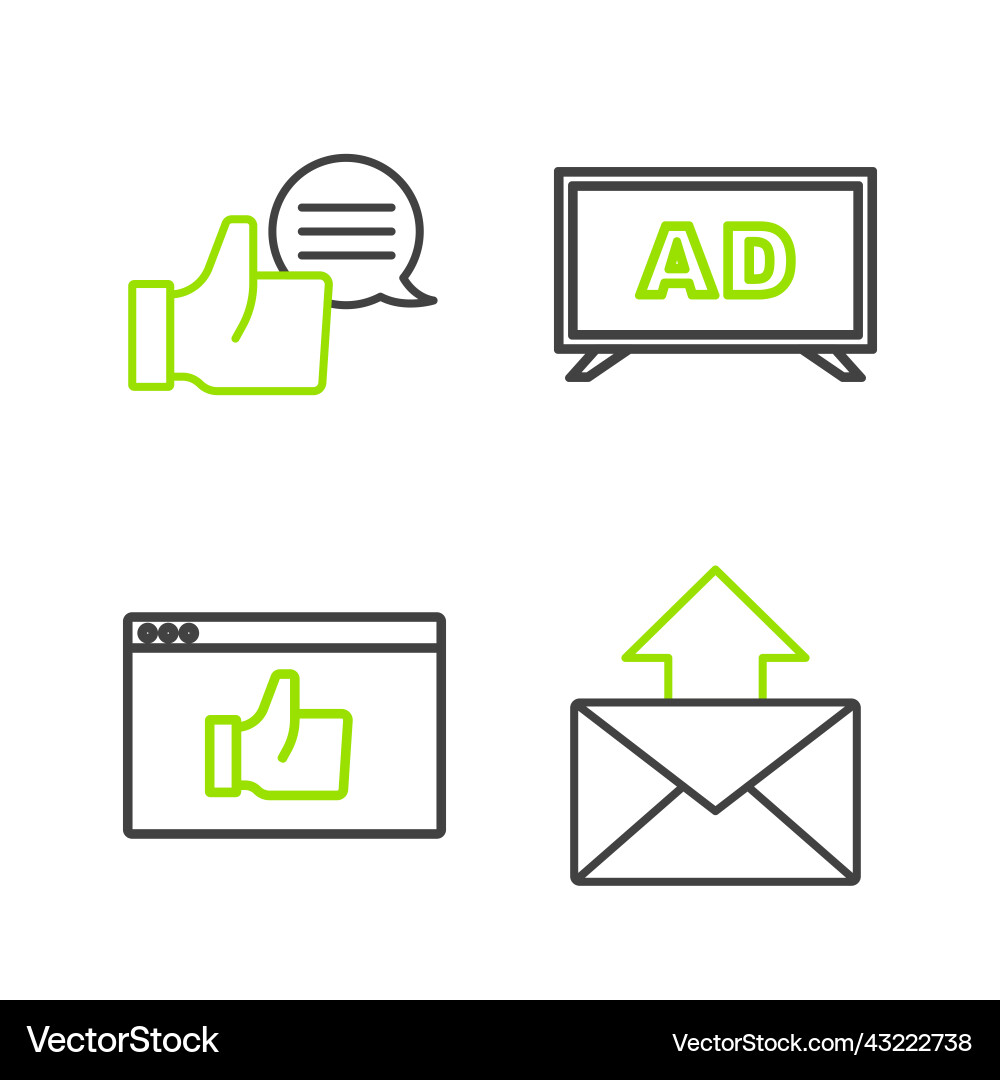 Set line mail and e-mail customer product rating Set line mail and e-mail customer product rating vector image