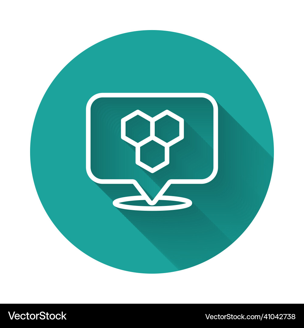 White line honeycomb bee location map pin pointer vector image
