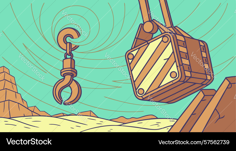 Abstract industrial hook with patterned block vector image