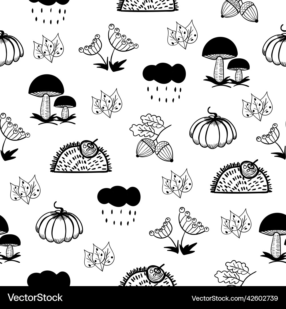 Autumn elements seamless pattern Vector Image