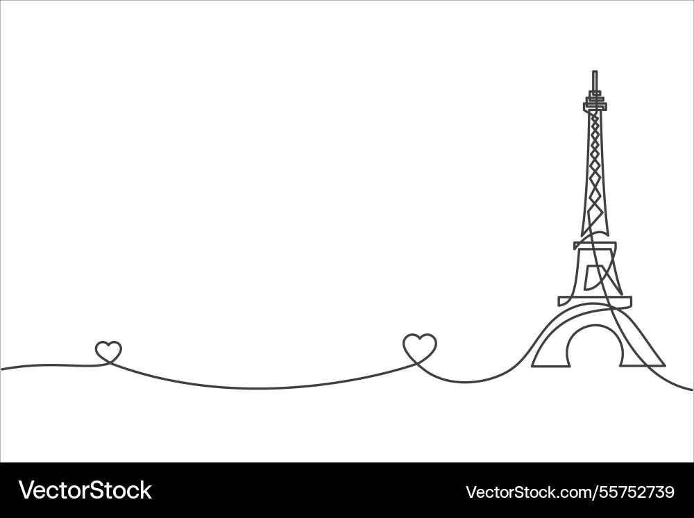 Eiffel tower and two hearts Vector Image