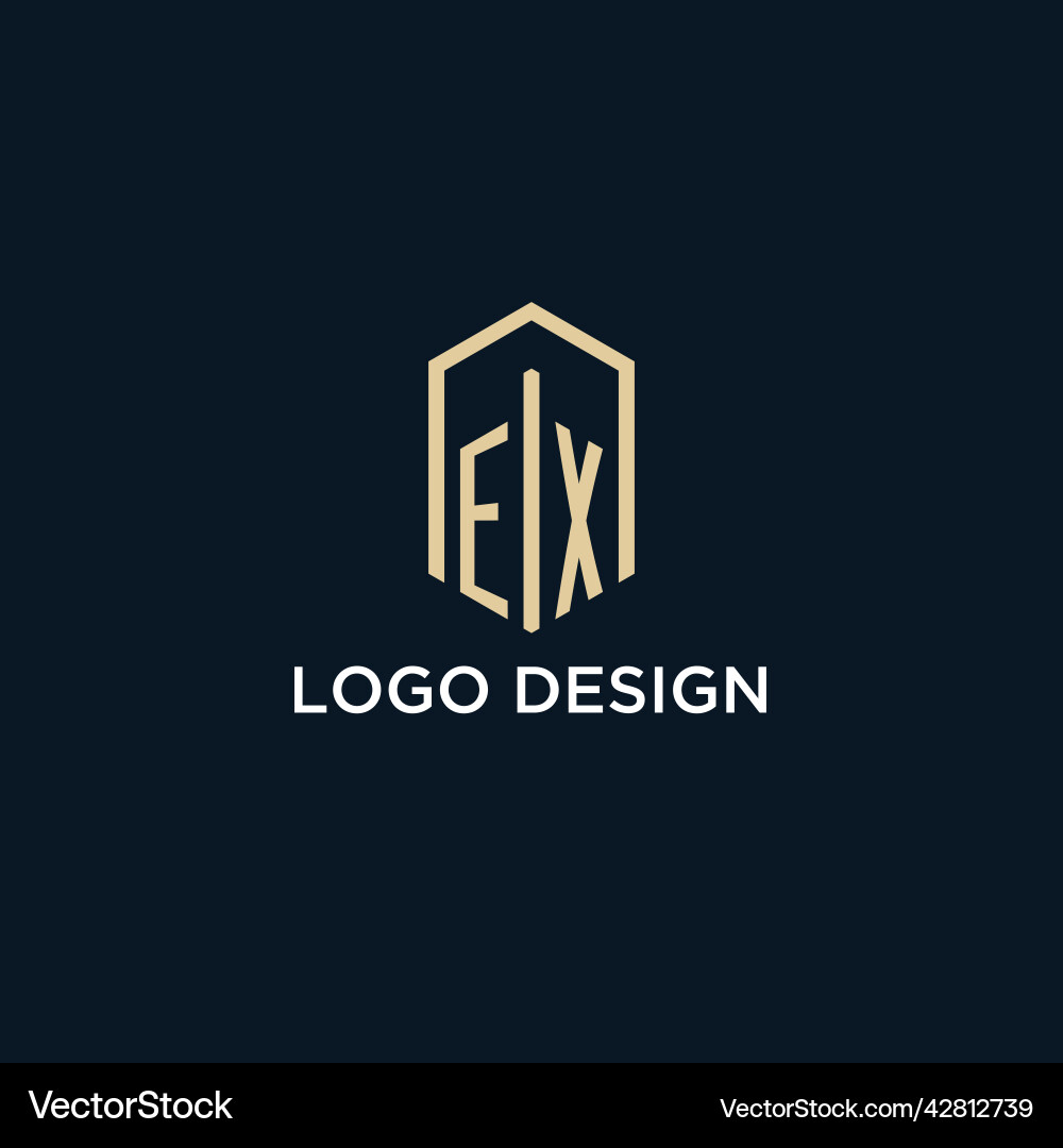 Ex initial monogram logo with hexagonal shape Ex initial monogram logo with hexagonal shape Vector Image