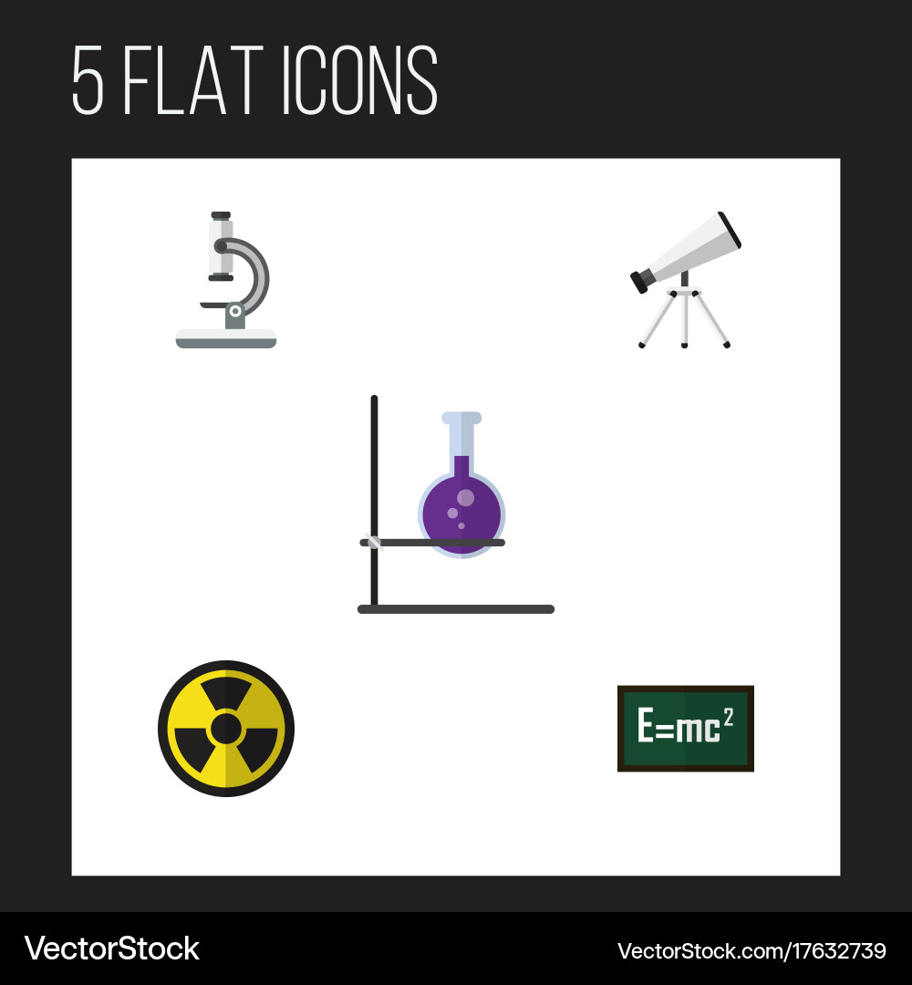 Flat icon science set of scope irradiation flask Vector Image