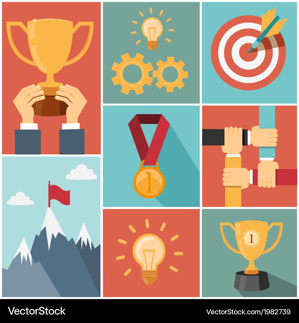 Goal Achievement & Success Icons Vector Image