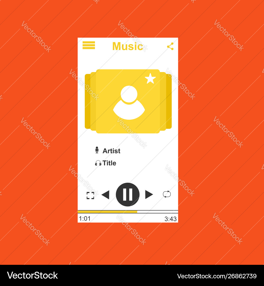 Media player application app template with flat Media player application app template with flat vector image