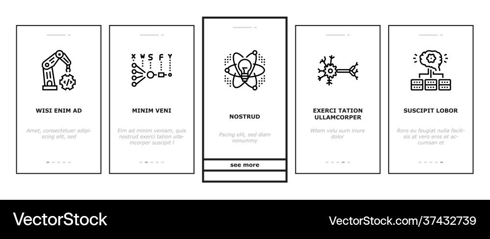 Neural network and ai onboarding icons set Neural network and ai onboarding icons set vector image