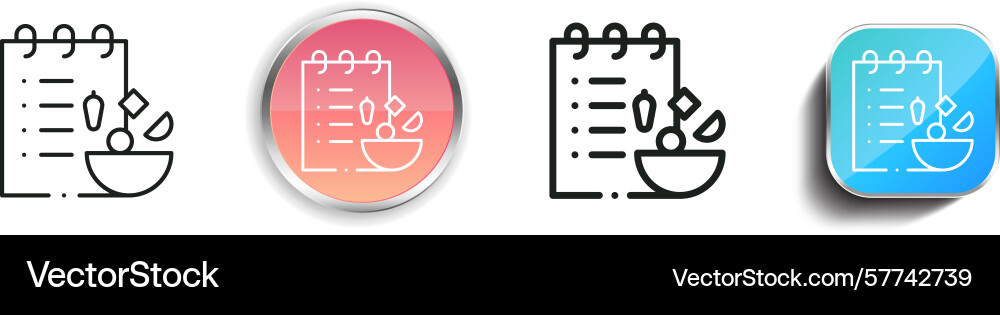 Recipe icon thin linear regular and button style Recipe icon thin linear regular and button style vector image