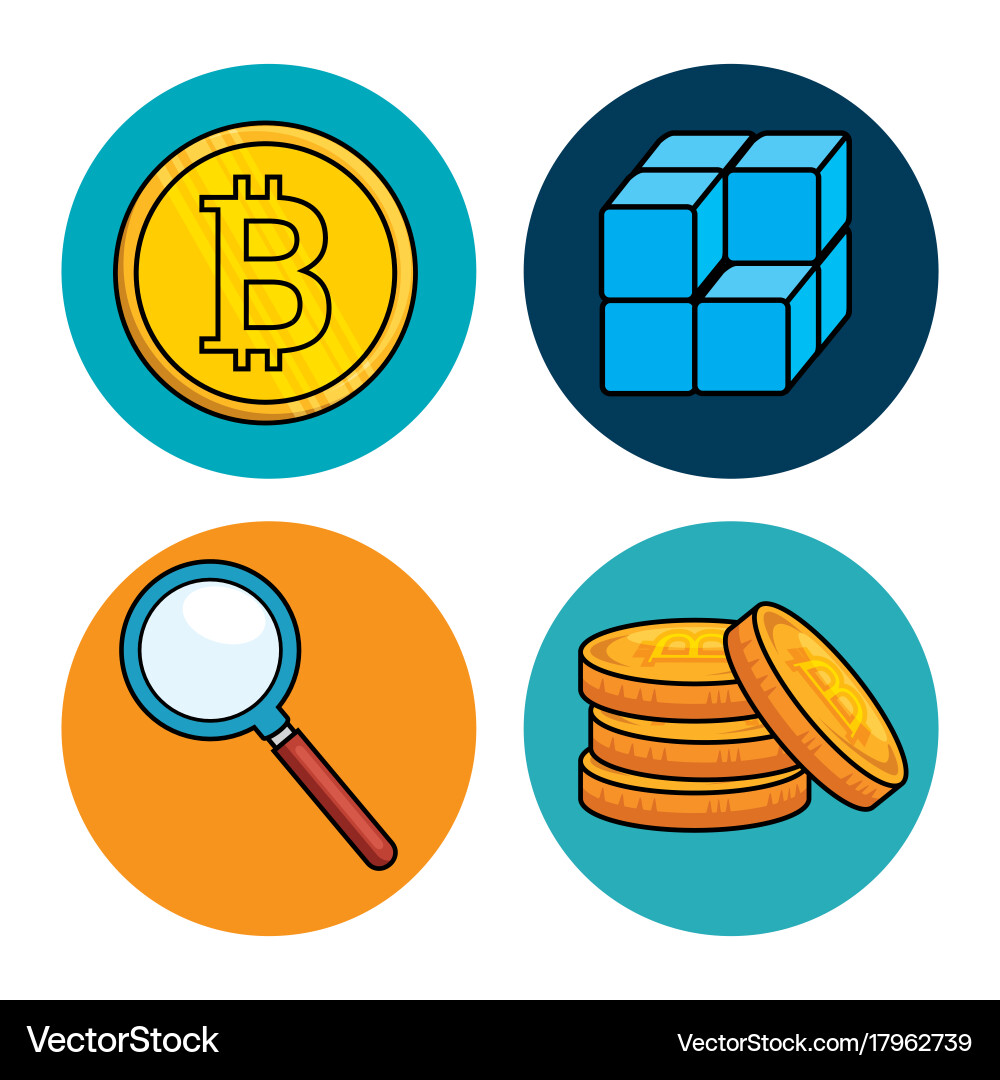 Set of block chain technology icons Vector Image