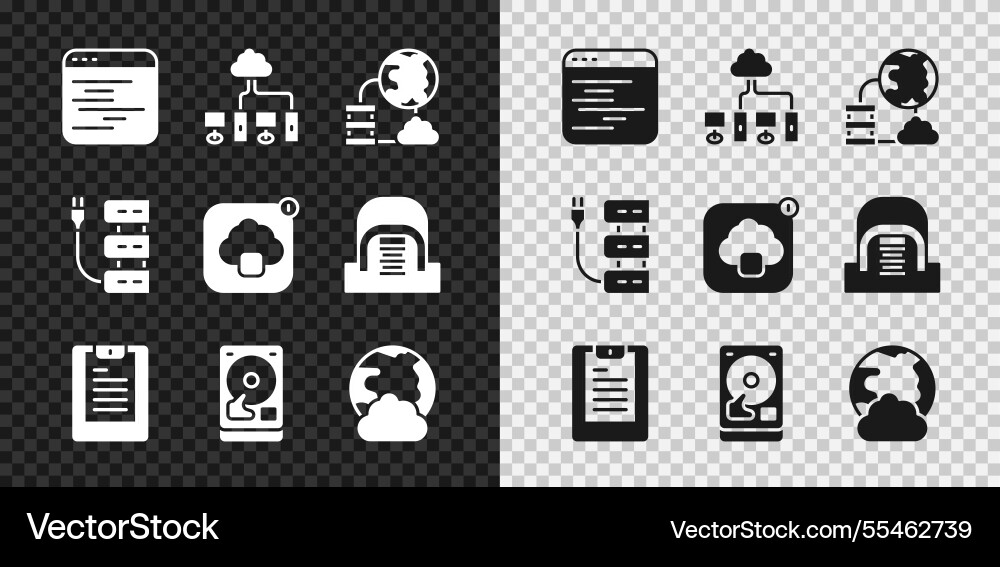 Set software computer network cloud Set software computer network cloud vector image