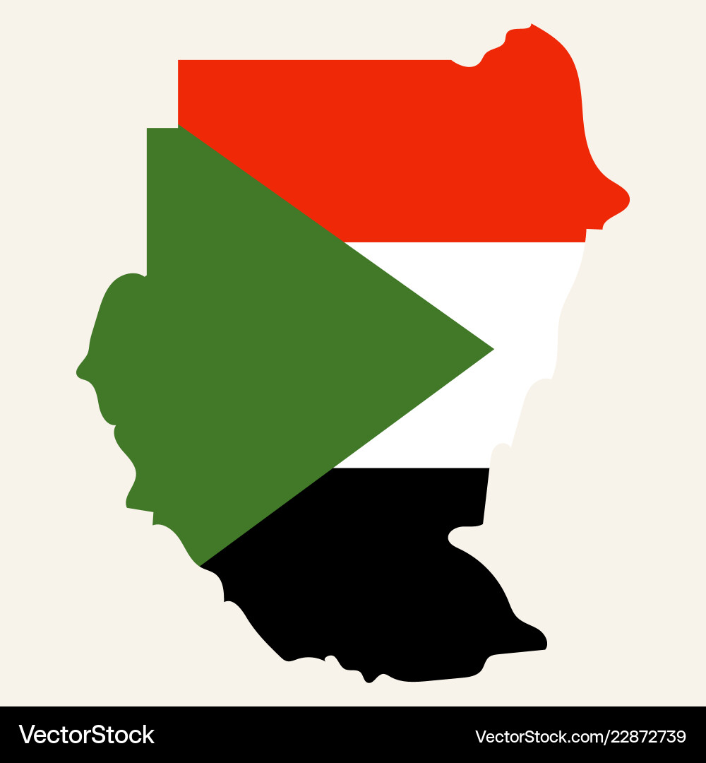 Sudan flag and map on the gray background Vector Image