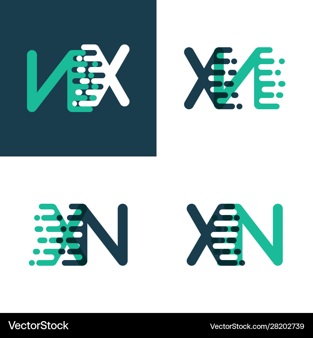 Xn letters logo with accent speed green and blue Xn letters logo with accent speed green and blue vector image