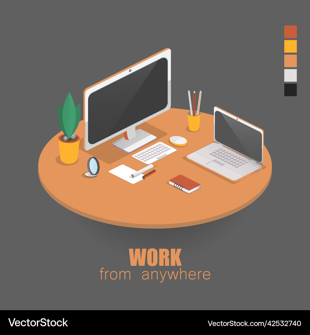 A workplace with computer A workplace with computer vector image