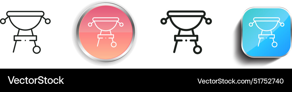 Barbecue icon thin linear regular and button vector image