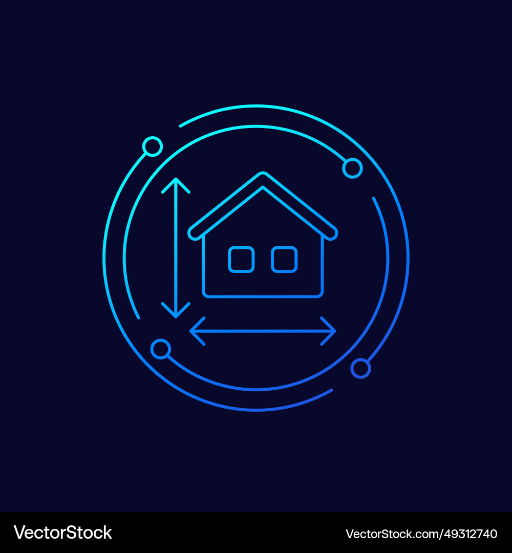 Building size icon with a house linear design Vector Image