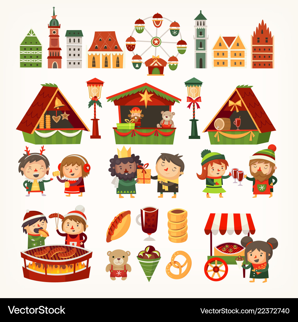 Christmas Market Festive Scene vector image