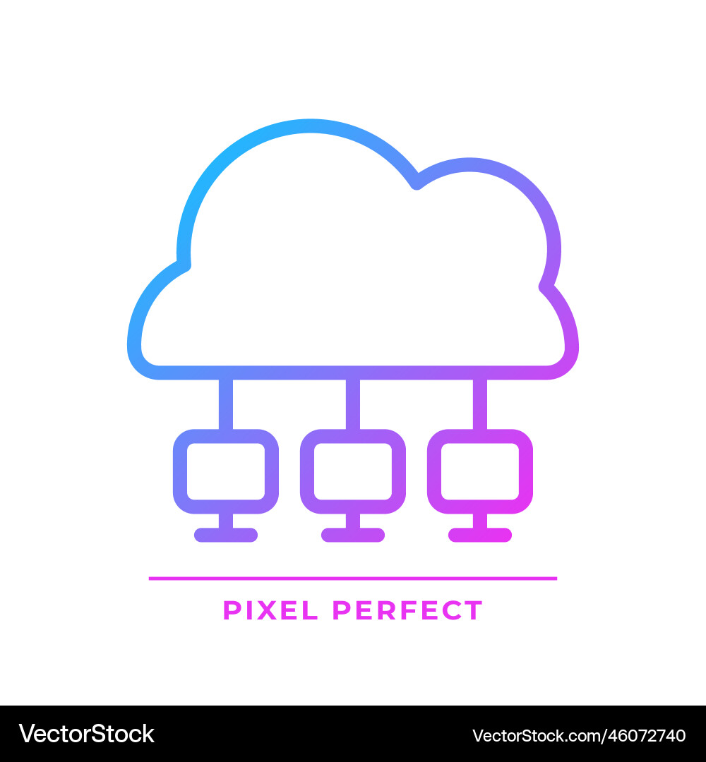 Cloud network pixel perfect gradient linear icon Cloud network pixel perfect gradient linear icon vector image