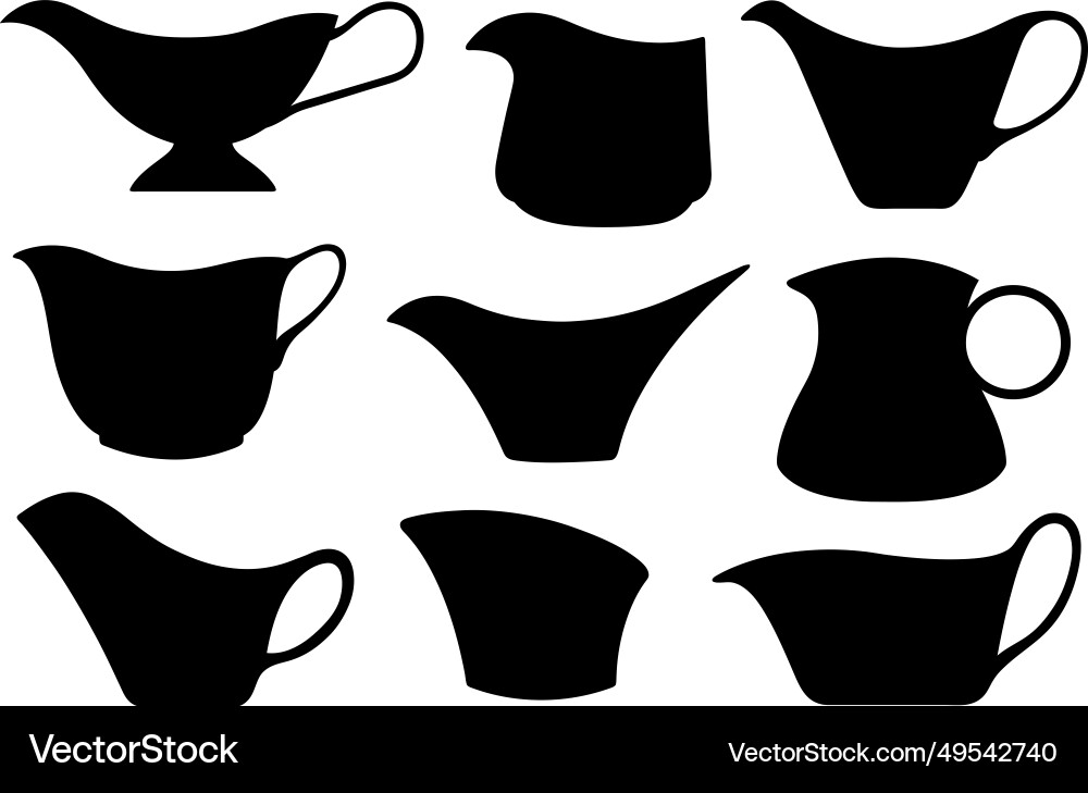 Collage of different gravy sauce boats Collage of different gravy sauce boats vector image