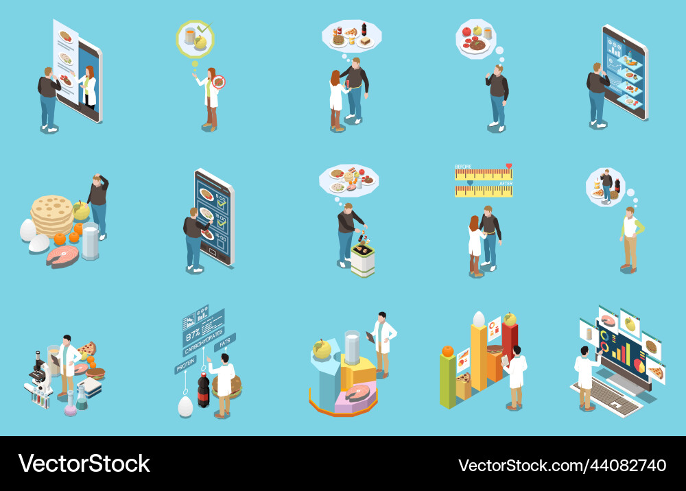 Dietology isometric set Dietology isometric set Vector Image