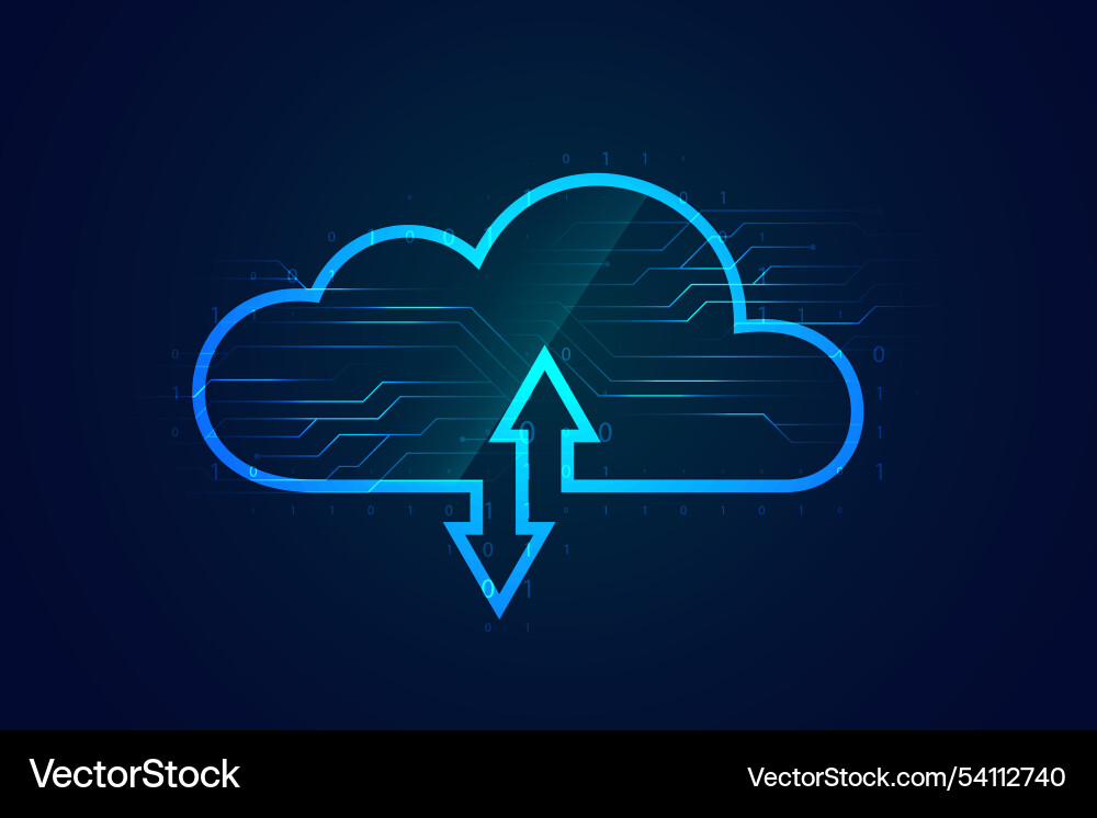 Digital cloud computing futuristic background vector image