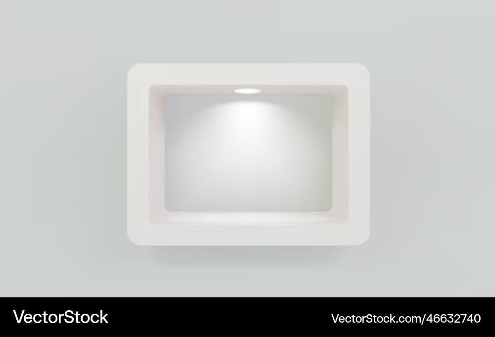 Empty white rounded rectangular shelf or niche Empty white rounded rectangular shelf or niche vector image